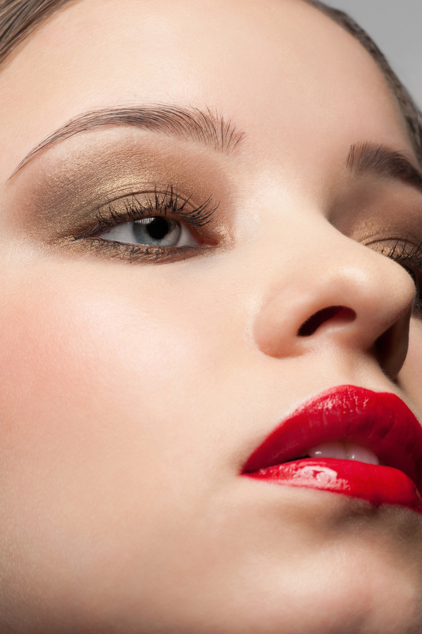 Woman with red lipstick